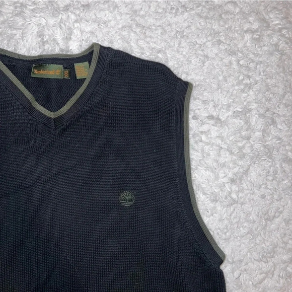 Timberland Vintage Mens Knit Vest size xxl Y2k 90's Green and Blue Sweater Vest - Picture 1 of 3